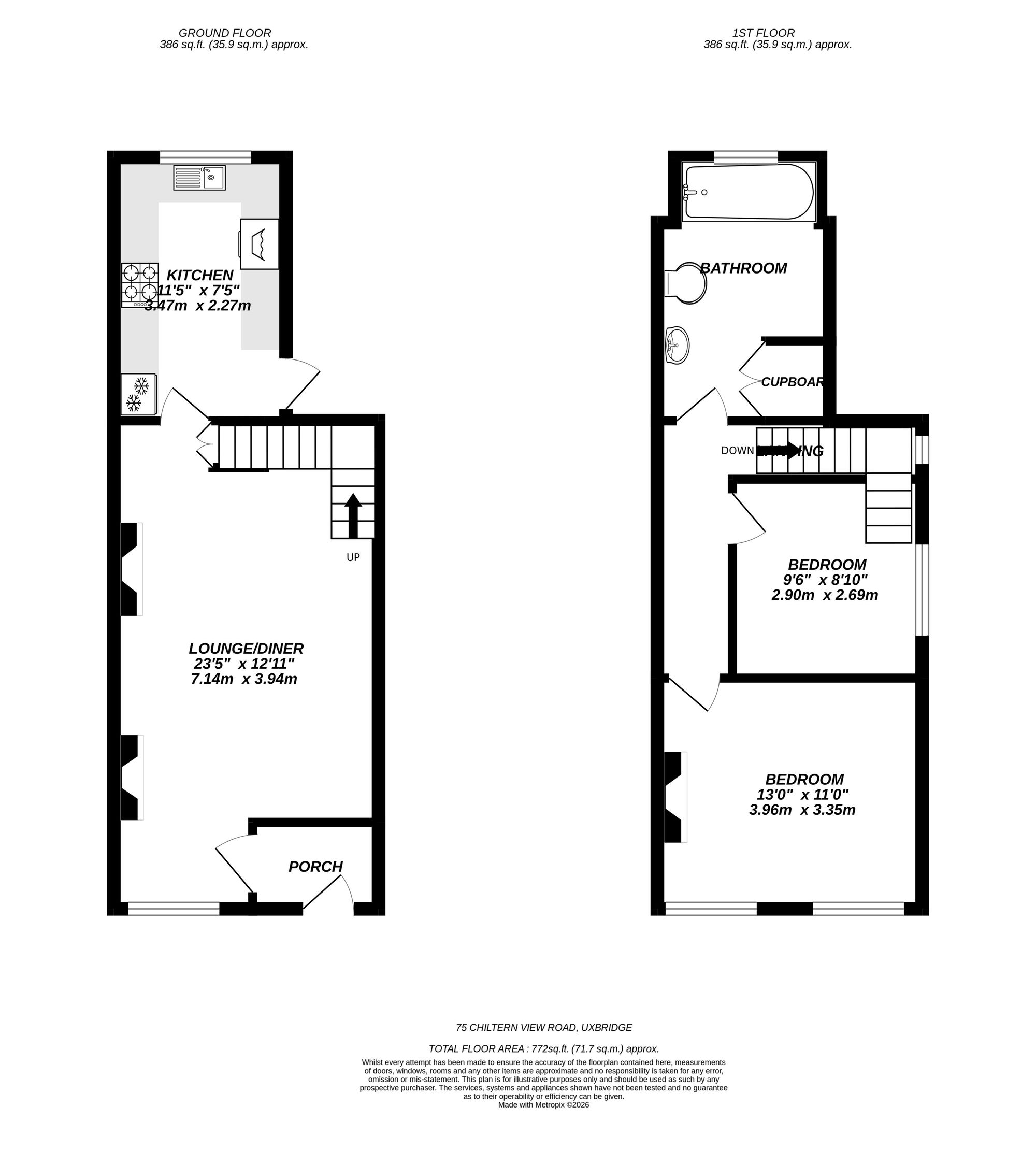 Floorplan for Uxbridge, 